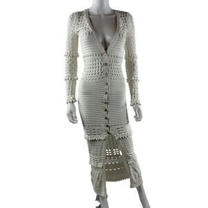 white christmas dresses SEQUIN CROCHET MIDI DRESS – White Boutiques main image 1